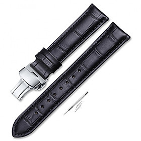 Dây da 22mm khóa bướm thép dành cho đồng hồ Galaxy Watch 46mm, Gear S3 và các loại đồng hồ sử dụng dây 22mm