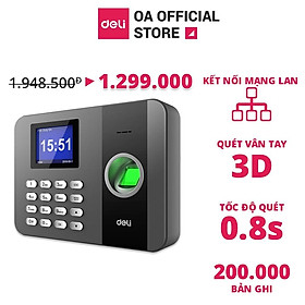 Mua Máy chấm công quét vân tay siêu nhạy Deli - Phù hợp cho cửa hàng  công ty  văn phòng  doanh nghiệp - Hàng chính hãng - Màu đen - E3747