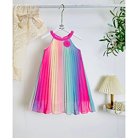 Đầm voan đi biển cho bé gái sắc màu cầu vồng size 20-40kg hàng thiết kế cao cấp