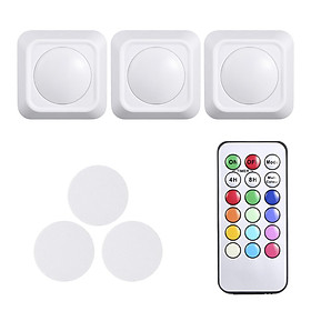 4.5V 1W  RGB Color Changing LED Puck Lights 3 Pack Battery Powered Operated with Remote Control Controller Timer Time