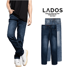 Quần Jeans nam trơn cao cấp form đứng LADOS-4084 co giãn, không ra màu, hàng chính hãng