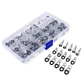 Hình ảnh 75pcs Fishing Rod Guides Tip Rings Set Rod Repair Kit DIY Eye Ring with Box