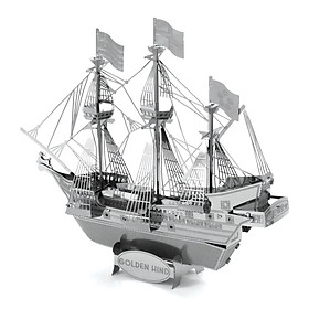 Mô hình 3D kim loại lắp ráp Tàu Golden Hind Bạc [Chưa lắp]