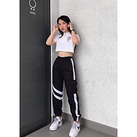 QUẦN JOGGER NỮ HIPHOP TÚM CHÂN VIỀN PHẢN QUANG TÚI HỘP DA