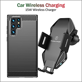 Bộ sạc không dây xe hơi nhanh 15W cho Samsung Galaxy S23 S22 S21 Ultra Plus Car không dây Chân đế tự động