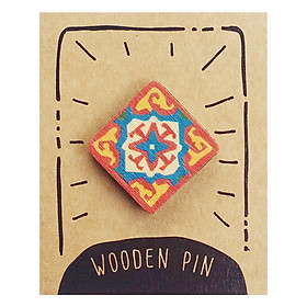 Huy Hiệu Cài Áo Gỗ Họa Tiết Gạch Bông GB003