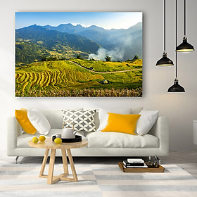 Mua Tranh Canvas Phong Cảnh Vùng Cao Tây Bắc Mùa Lúa Chín - Công Nghệ In UV Nhật Bản - Màu Sắc Đẹp Sắc Nét