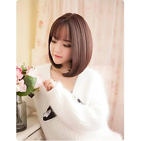 Hình ảnh Tóc giả nguyên đầu cup ngắn kiểu Hàn Quốc siêu xinh có rãnh da đầu. Chịu nhiệt tốt, có thể bấm, uốn, duỗi, gội. Giống tóc thật 100%. Kèm theo lưới và lược