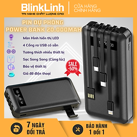 Mua Sạc dự phòng Power Bank 20000mAh phiên bản mới dung tích lớn chất lượng cục pin dự phòng tích hợp nhiều cổng tiện lợi