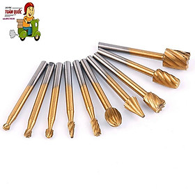 Set 10 mũi mài khắc gỗ bằng chất liệu thép HSS chuyên dụng