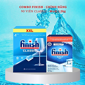 Viên rửa bát Finish 120 viên + Muối Finish 1.5kg dùng cho Máy Rửa Bát Chén