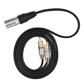 XLR 3-pin Connector To 2 RCA Connectors Loudspeaker Audio Y Splitter Cable Connection