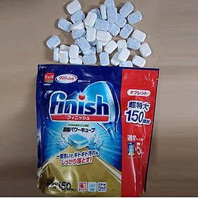 Viên rửa bát Finish Nhật bản 150 viên - Viên finish power cube 150v dùng cho máy rửa bát chén loại nhỏ từ 6 - 8 - 9 -10 bộ bát đĩa