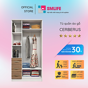 Tủ quần áo gỗ hiện đại SMLIFE Cerberus | Gỗ MDF dày 17mm chống ẩm | D90xR45xC180cm