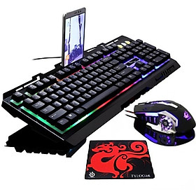 Combo Bàn Phím Giả Cơ G700 + Chuột có dây Chuyên Game V2 + Tặng Kèm Tấm