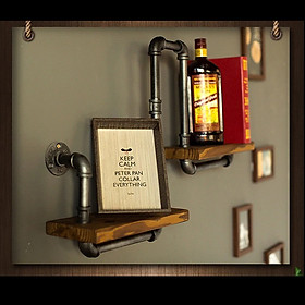 Mua Kệ ống nước Kệ treo gắn tường gỗ chất liệu ống nước và gỗ trang trí nhà decor quán cafe