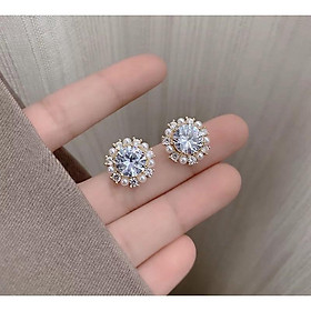 Khuyên Tai Bông Tai Nữ Hoa Tuyết Tròn Đá Ring House