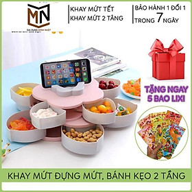 Mua Khay Mứt  Bánh Kẹo Tết Hình Bông Hoa 2 Tầng 10 Cánh  Có Khe Cắm Điện Thoại  Đa Năng Tiện Dụng