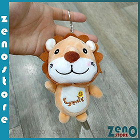 Móc khóa sư tử nhồi bông, móc khoen tròn treo chìa khóa, treo balo, trang trí