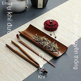 ✵☼Chè khúc bạch là bộ ba món phụ kiện bộ ấm trà bằng tre tự nhiên không sơn được làm thủ công
