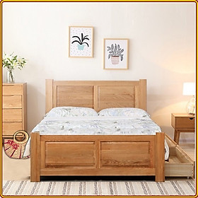 Giường ngủ Tundo gỗ sồi màu tự nhiên 1m8 - 2 Hộc