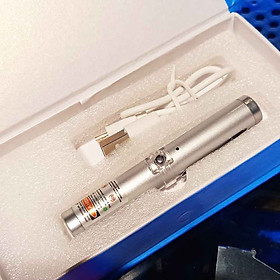 Bút Laser Mini Tia Đỏ 9cm Vỏ Trắng Sạc USB Cao Cấp