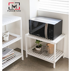 KỆ GỖ ĐỂ LÒ VI SÓNG 2 TẦNG HÀN QUỐC MÀU TRẮNG - OVEN RACK 2F WHITE