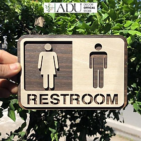 Bảng restroom  bằng gỗ MDF phủ verneer / trang trí homestay cực chất - HaduDecor
