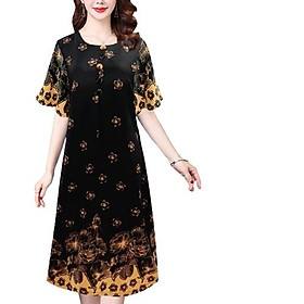 Đầm Dự Tiệc Trung Niên, Váy Trung Niên Cho Mẹ Đi Tiệc Dáng Suông Thoải Mái, Họa Tiết Trẻ Trung