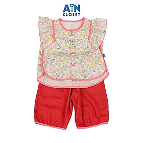 Bộ quần áo Lửng bé gái họa tiết Hoa Nhí Quần Hồng Cotton - AICDBGBD43AT - AIN Closet