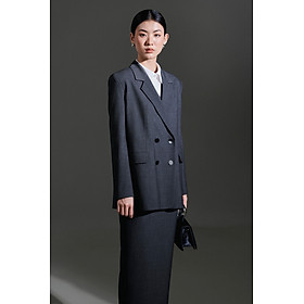 Áo blazer vai rộng cổ 2 ve ZELDA màu xám chì thiết kế cao cấp WHITE CHIC