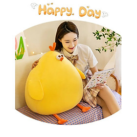 Thú nhồi bông gà tròn vo êm mịn - Size từ 45cm đến 60cm- Quà tặng gấu bông gà mặt thộn dễ thương - Gối ôm mềm mịn cho bé