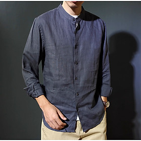 Áo sơ mi nam dài tay cổ trụ màu trơn Premium phong cách Unisex thời trang cao cấp MS04