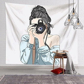 Mua Tranh vải treo tường decor  Thảm vải treo tường trang trí phòng hình cô gái chụp ảnh siêu xinh tặng kèm móc treo