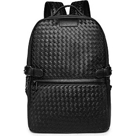 Unisex Fashion Backpack Leather Woven student Laptop Bag