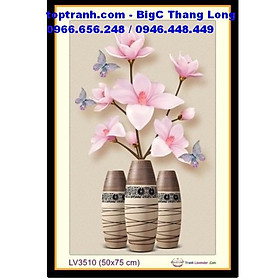 Mua Tranh thêu chữ thập bình hoa mộc lan hồng nghệ thuật LV3510 chưa thêu