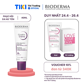 Kem dưỡng làm dịu và phục hồi nhanh cho da tổn thương và sau thủ thuật thẩm mỹ Bioderma Cicabio Crème - 40ml