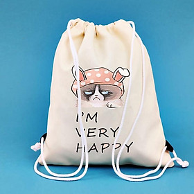 BALO MINI MÈO CUTE AOMIVN DÂY RÚT NHỎ XINH UNISEX CHẤT CANVAS THỜI TRANG CUTE XINH ĐẸP TIỆN ÍCH DẠO PHỐ