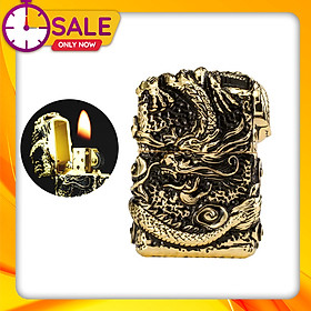 Mua Vỏ Hột Quẹt Bật Lửa Zorro Z91286C Họa Tiết Rồng Cuộn Đẹp Độc Lạ Màu Vàng - Dùng Xăng Bấc Đá Cao Cấp
