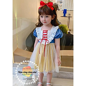 Váy Công Chúa Bạch Tuyết Kèm Nơ Đầm Bạch Tuyết Đan Dây Siêu Xinh TIỆM CÔNG CHÚA NHỎ