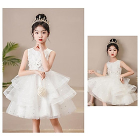 Đầm công chúa tầng xòe cho bé gái màu trắng múa hóa trang dự tiệc đẹp từ 12-35kg hàng Quảng Châu cao cấp
