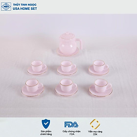 Mua Bộ ấm tách trà thủy tinh ngọc Luxury USA Homeset màu hồng ngọc Ruby