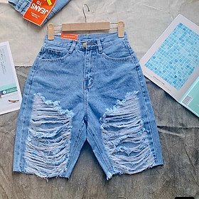 Quần jean ngố, quần bò ngố, quần jeans lửng ngói rách tua rua -8sT