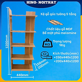 Mua Kệ sách gỗ 5 tầng kệ góc tường đa dụng gỗ MDF