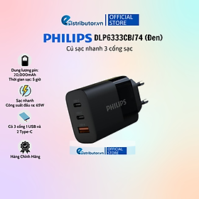 Sạc đa cổng Philips Wall Charger 1USB 2Type-C 65W QC 3.0 DLP6333CW/74 - DLP6333CB/74 - Hàng chính hãng