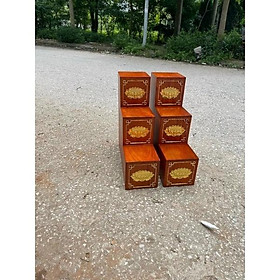 Mua Bục tam cấp kê ban thần tài gỗ hương chạm khắc hoa sen 60x48x20cm