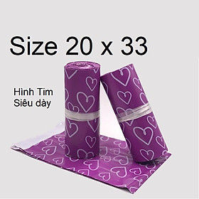 Mua Túi gói hàng niêm phong - Túi đóng hàng có keo tự dán Size 20 x 33 màu tím hình tim