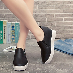 Giày slip on độn da PU trơn, Giày lười nữ S065