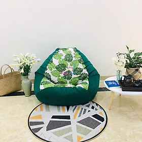 Mua ghế xốp dáng lê  size L  canvas mix da lộn  màu lá xanh  có xốp
