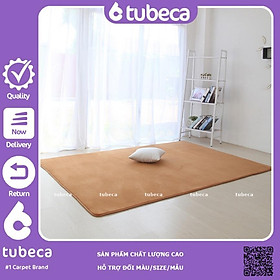 Thảm Nhung Mịn Cao Cấp | Trải Sàn Phòng Ngủ | Màu Khaki | Dày dặn | 2m x 1m6 | TUBECA